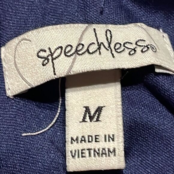 Medium Speechless Bohemian navy ivory cold shoulder v-neck lined shirt top tunic - Picture 9 of 13